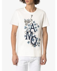 weißes bedrucktes T-Shirt mit einem Rundhalsausschnitt von Alexander McQueen