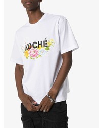 weißes bedrucktes T-Shirt mit einem Rundhalsausschnitt von Koché