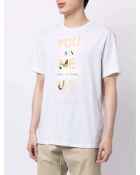 weißes bedrucktes T-Shirt mit einem Rundhalsausschnitt von Armani Exchange