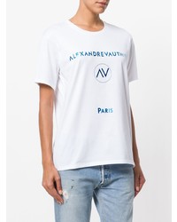 weißes bedrucktes T-Shirt mit einem Rundhalsausschnitt von Alexandre Vauthier