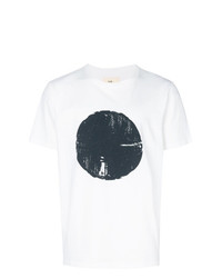 weißes bedrucktes T-Shirt mit einem Rundhalsausschnitt von Folk