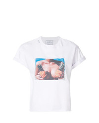 weißes bedrucktes T-Shirt mit einem Rundhalsausschnitt von Forte Dei Marmi Couture