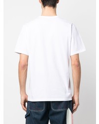 weißes bedrucktes T-Shirt mit einem Rundhalsausschnitt von MAISON KITSUNÉ