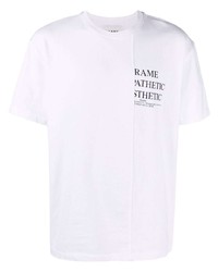 weißes bedrucktes T-Shirt mit einem Rundhalsausschnitt von Frame