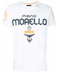 weißes bedrucktes T-Shirt mit einem Rundhalsausschnitt von Frankie Morello
