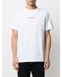 weißes bedrucktes T-Shirt mit einem Rundhalsausschnitt von Pleasures