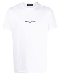 weißes bedrucktes T-Shirt mit einem Rundhalsausschnitt von Fred Perry