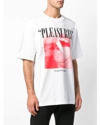 weißes bedrucktes T-Shirt mit einem Rundhalsausschnitt von Pleasures