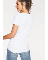 weißes bedrucktes T-Shirt mit einem Rundhalsausschnitt von Frieda & Freddies