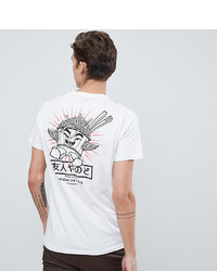 weißes bedrucktes T-Shirt mit einem Rundhalsausschnitt von Friend or Faux