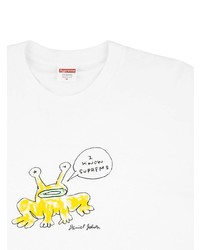 weißes bedrucktes T-Shirt mit einem Rundhalsausschnitt von Supreme