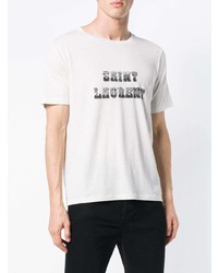 weißes bedrucktes T-Shirt mit einem Rundhalsausschnitt von Saint Laurent