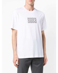 weißes bedrucktes T-Shirt mit einem Rundhalsausschnitt von Oamc