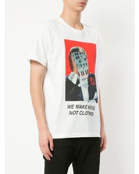 weißes bedrucktes T-Shirt mit einem Rundhalsausschnitt von Undercover