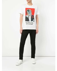 weißes bedrucktes T-Shirt mit einem Rundhalsausschnitt von Undercover