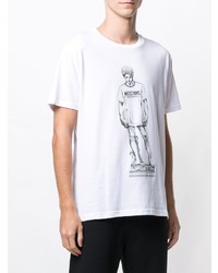 weißes bedrucktes T-Shirt mit einem Rundhalsausschnitt von Moschino