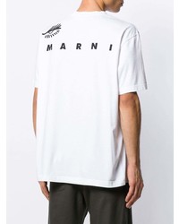 weißes bedrucktes T-Shirt mit einem Rundhalsausschnitt von Marni