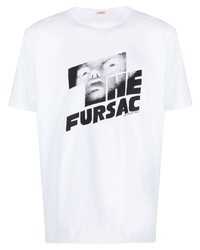 weißes bedrucktes T-Shirt mit einem Rundhalsausschnitt von FURSAC