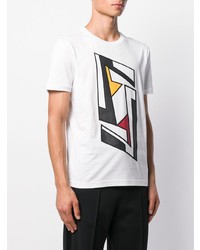 weißes bedrucktes T-Shirt mit einem Rundhalsausschnitt von Fendi