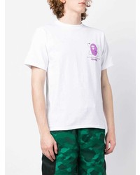 weißes bedrucktes T-Shirt mit einem Rundhalsausschnitt von BAPE BLACK *A BATHING APE®