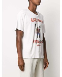 weißes bedrucktes T-Shirt mit einem Rundhalsausschnitt von Garcons Infideles