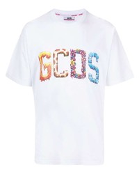 weißes bedrucktes T-Shirt mit einem Rundhalsausschnitt von Gcds