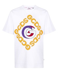 weißes bedrucktes T-Shirt mit einem Rundhalsausschnitt von Gcds