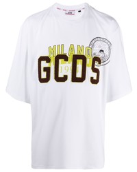 weißes bedrucktes T-Shirt mit einem Rundhalsausschnitt von Gcds