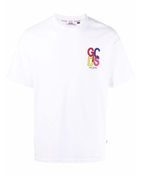 weißes bedrucktes T-Shirt mit einem Rundhalsausschnitt von Gcds