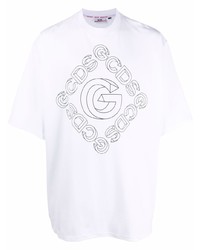 weißes bedrucktes T-Shirt mit einem Rundhalsausschnitt von Gcds