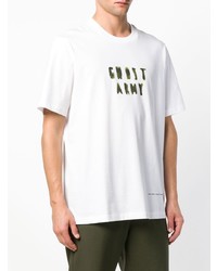 weißes bedrucktes T-Shirt mit einem Rundhalsausschnitt von Oamc