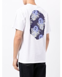 weißes bedrucktes T-Shirt mit einem Rundhalsausschnitt von A Bathing Ape