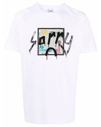 weißes bedrucktes T-Shirt mit einem Rundhalsausschnitt von Giuseppe Zanotti