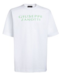 weißes bedrucktes T-Shirt mit einem Rundhalsausschnitt von Giuseppe Zanotti