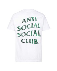 weißes bedrucktes T-Shirt mit einem Rundhalsausschnitt von Anti Social Social Club