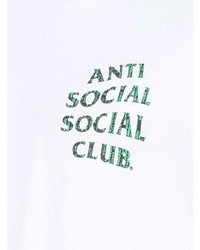 weißes bedrucktes T-Shirt mit einem Rundhalsausschnitt von Anti Social Social Club