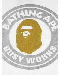 weißes bedrucktes T-Shirt mit einem Rundhalsausschnitt von A Bathing Ape