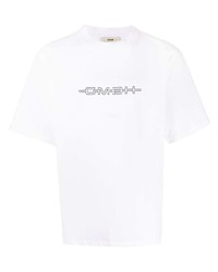 weißes bedrucktes T-Shirt mit einem Rundhalsausschnitt von Gmbh