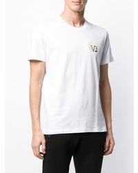 weißes bedrucktes T-Shirt mit einem Rundhalsausschnitt von Versace Jeans