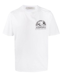 weißes bedrucktes T-Shirt mit einem Rundhalsausschnitt von Golden Goose