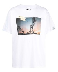 weißes bedrucktes T-Shirt mit einem Rundhalsausschnitt von Golden Goose