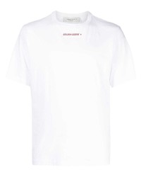 weißes bedrucktes T-Shirt mit einem Rundhalsausschnitt von Golden Goose