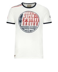 weißes bedrucktes T-Shirt mit einem Rundhalsausschnitt von Goodyear
