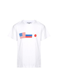 weißes bedrucktes T-Shirt mit einem Rundhalsausschnitt von Gosha Rubchinskiy
