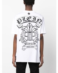 weißes bedrucktes T-Shirt mit einem Rundhalsausschnitt von Philipp Plein