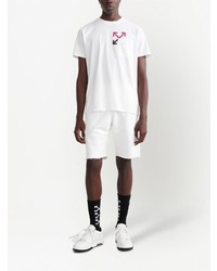 weißes bedrucktes T-Shirt mit einem Rundhalsausschnitt von Off-White