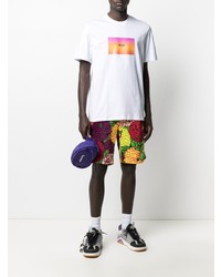 weißes bedrucktes T-Shirt mit einem Rundhalsausschnitt von MSGM