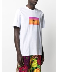 weißes bedrucktes T-Shirt mit einem Rundhalsausschnitt von MSGM