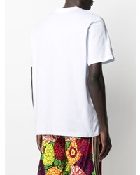 weißes bedrucktes T-Shirt mit einem Rundhalsausschnitt von MSGM