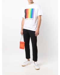 weißes bedrucktes T-Shirt mit einem Rundhalsausschnitt von MAISON KITSUNÉ